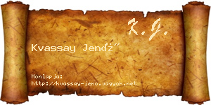 Kvassay Jenő névjegykártya